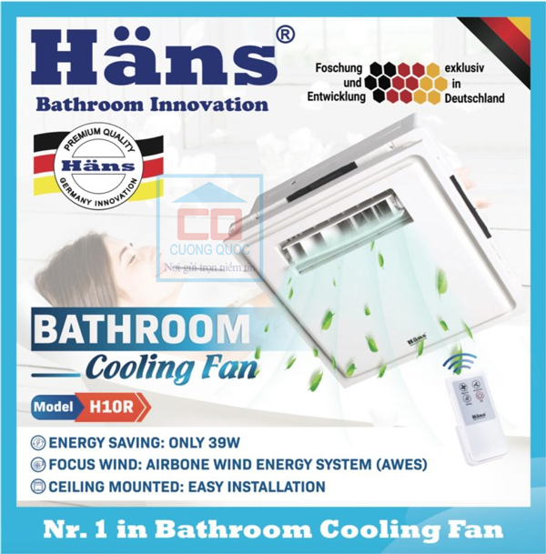 Quạt mát âm trần nhà vệ sinh Hans H10R